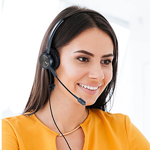 MAIRDI Phone Headset with 2.5mm & 3.5mm Connector for Deskphone Cell Phone PC Laptop, CallCenter Office Headset with Noise Cancelling Microphone