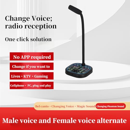 USB Computer Microphone,Easy-to-Use Real-Time Changing Voice Changer Microphone Desktop Mac for PC/Laptop/Smartphone/Tablet for Online Chatting, Home Studio, Podcasting, Gaming, Skype, YouTube