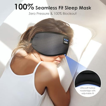 MUSICOZY Sleep Headphones Bluetooth 5.4 Sleep Mask with HD Sound | Breathable Flat Design with Cooling Lining, Washable Headband, 14 Hours Playtime for Travel Meditation Relaxation Gifts - color: Gray