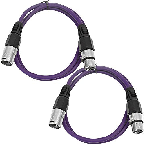 Seismic Audio - SAXLX-3-2 Pack of 3' XLR Male to XLR Female Patch Cables - Balanced - 3 Foot Patch Cord - Purple and Purple - color: Purple and Purple