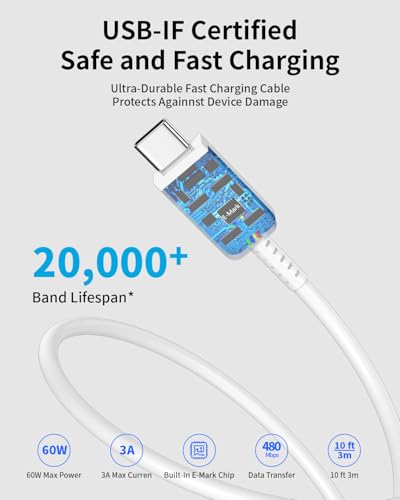 [Apple MFi Certified] iPhone 17 16 15 Fast Charger with 10FT Cable | 2 Pack 30W Charger Set with USB-C to USB-C Cable; Compatible with iPad, Pixel, Galaxy; Ideal for Home, Office and Travel.
