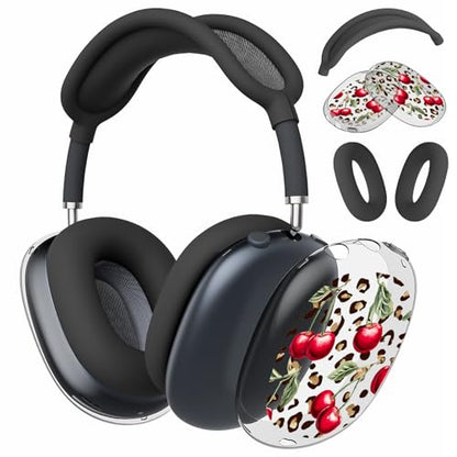 Joyland 3 in 1 Case for AirPods Max Headphones,Anti-Scratch Ear Pad Covers/Ear Cups,Leopard Print Soft TPU Ear Cups Cover for AirPods Max (2020 Lightning/2024 USB-C)-Clear Black - color: B-Leopard Print