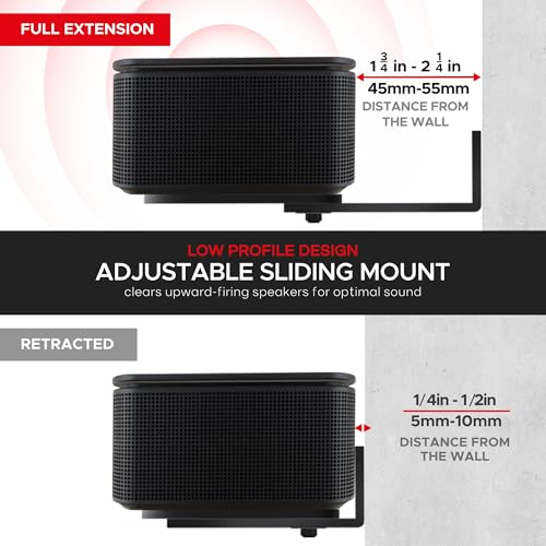 Adjustable Soundbar Wall Mount for Bose Sound Bar, Black, Pair | Compatible with Bose 300/500/550/600/700/900 Lifestyle Ultra, Smart Sound Bar, TV Speaker, Mounting Under TV Bracket, Black - color: Black