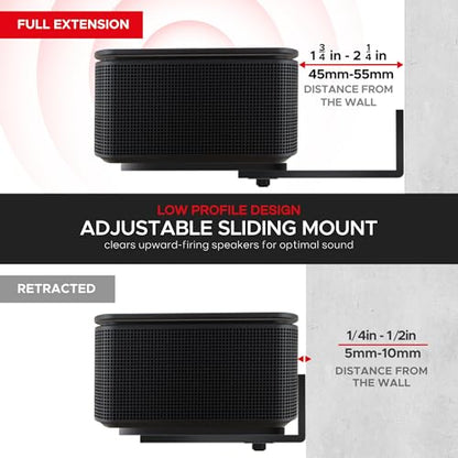 Adjustable Soundbar Wall Mount for Bose Sound Bar, Black, Pair | Compatible with Bose 300/500/550/600/700/900 Lifestyle Ultra, Smart Sound Bar, TV Speaker, Mounting Under TV Bracket, Black - color: Black