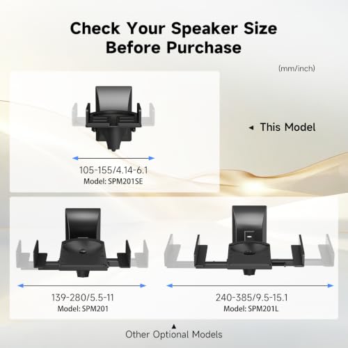 suptek Small Dual Side Clamping Bookshelf Speaker Wall Mounting Bracket for Small Surrounding Sound Speakers, Hold up to 55lbs Black SPM201SE - size: XS--black