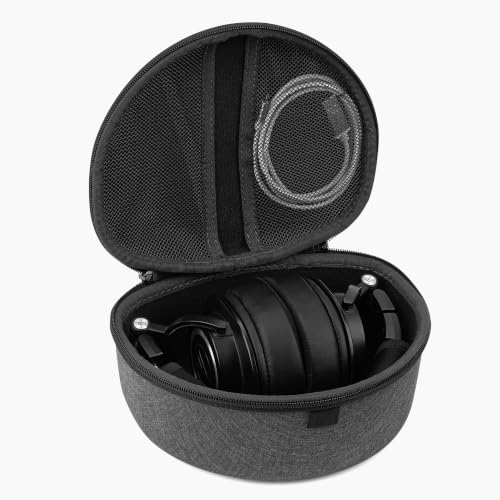 Geekria Shield Headphones Case Compatible with Audio-Technica ATH-M50X/M30X, ULTRASONE Signature Fusion Open Back, Replacement Hard Shell Travel Carrying Bag with Cable Storage (Dark Grey)