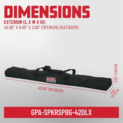 Gator Cases Dual Compartment Sub Pole Bag; Holds (2) Speaker Subwoofer Poles up to 42" Length (GPA-SPKRSPBG-42DLX) - size: 42" Long Sub Pole - Dual Compartment