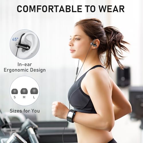 ASKUBSKU 5.9 ft Long Cord 3.5mm Headphones Sport Wired Earbuds with Mic | Earphone Stereo Over Ear Buds Wired Plug in with Ear Hook for Samsung Galaxy A25 A03s A15 S10 A12 for Switch/Laptop/PC