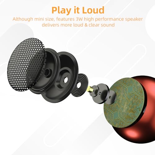 2Pack Portable Mini Speakers, Bluetooth Tiny Speaker,Wireless Micro Speaker for Phone/PC/Tablet, Rechargeable Battery, Built-in Microphone, Cute Mini Speakers with Strap to Carry, Red - color: Red