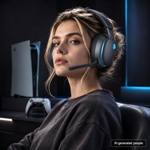AOC 2.4GHz Wireless Gaming Headset for PS5, PS4, Switch, 45Hr, Space Gray | Bluetooth 6.0 Gaming Headphones with Noise Canceling Mic, 7.1 Virtual Surround, Great for Fortnite & Call of Duty/FPS Gamers - color: Space Gray