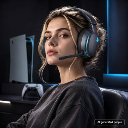AOC 2.4GHz Wireless Gaming Headset for PS5, PS4, Switch, 45Hr, Space Gray | Bluetooth 6.0 Gaming Headphones with Noise Canceling Mic, 7.1 Virtual Surround, Great for Fortnite & Call of Duty/FPS Gamers - color: Space Gray