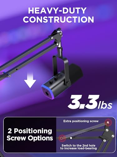 InnoGear Mic Stand Set, Boom Arm & Boom Arm with Cable Management Channels Height Riser for Blue Yeti FIFINE AM8 K669B HyperX QuadCast S SoloCast AT2020 Shure SM7B MV7 and Other Mics