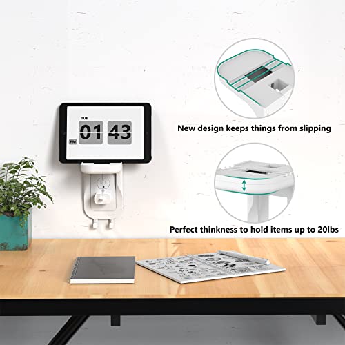 WALI Outlet Shelf Wall Holder, Fit for Duplex GFCI Decorative Outlet Shell A Space Saving for Smart Home, Speaker Mounts up to 10lbs with Cable Management (OSH001-W), White - size: Medium