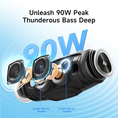 TAZATA Portable Loud Bluetooth Speaker, 90W (Peak) Large Subwoofer Speakers Wireless Bluetooth 5.3 with Powerbank USB Charge Out,Rugged Outdoor for Party,Beach,Golf,Pool,Shower,Valentines Day Gifts - color: CAMO