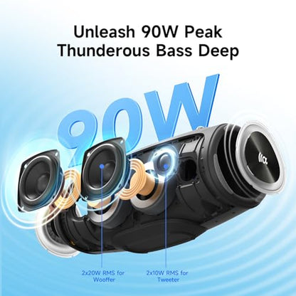 TAZATA Portable Loud Bluetooth Speaker, 90W (Peak) Large Subwoofer Speakers Wireless Bluetooth 5.3 with Powerbank USB Charge Out,Rugged Outdoor for Party,Beach,Golf,Pool,Shower,Valentines Day Gifts - color: CAMO