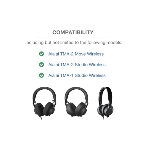 Headband Cushion Cover Compatible with Aiaiai TMA-2 Move, TMA-2 Studio, TMA-1 Studio Wireless Headphone,TMA-2 Modular H03 Headband, 6mm Thick Cushion, No Wobble Zipper Slider, Hanging Loop