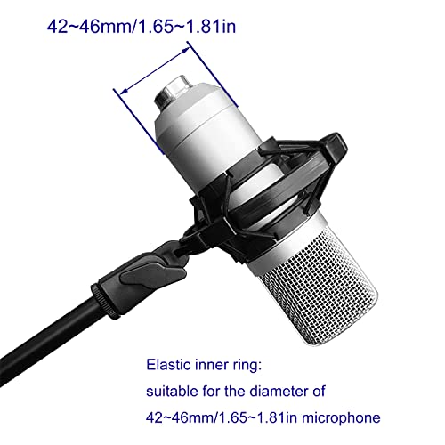 Microphone Shock Mount LUORNG Universal Black Anti-Vibration Mic Holder for 42~46mm/1.65~1.81in Diameter Studio Condenser Mic, Mic Clip Holder