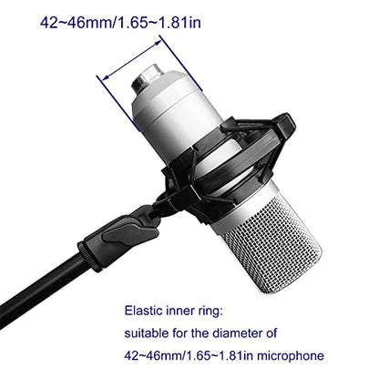 Microphone Shock Mount LUORNG Universal Black Anti-Vibration Mic Holder for 42~46mm/1.65~1.81in Diameter Studio Condenser Mic, Mic Clip Holder