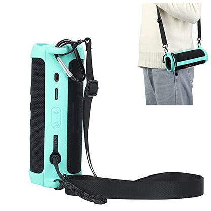 Case for JBL flip 6,JOYSOG Silicone Carrying Case Protect Pouch Sleeve Protector Cover Travel Bag with Shoulder Strap for JBL FLIP 6 Bluetooth Speaker (Green) - color: Green