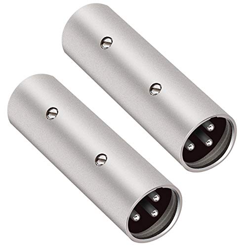 Tisino 3-Pin XLR Male to Male Adapter - 2 Pack | 3-Pin XLR Coupler Connector Gender Changer for Microphone/Mixer, XLR Female Input into Male Output - color: XLRM to XLRM