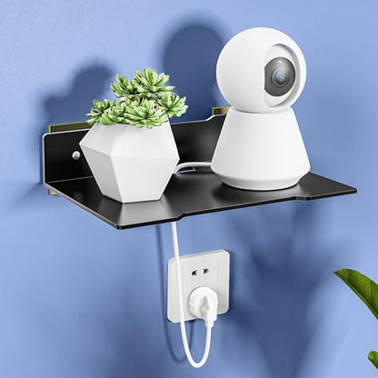 Wall Mount Shelf for Router – Space-Saving Bracket for Small Devices, Cable Box, WiFi Unit | Wall Shelf for Camera, Projector, Streaming Devices, Home Theater Accessories, Bedroom Storage - size: Large