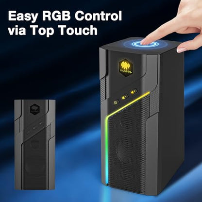 W-206RE RGB Bluetooth PC Speakers, Desktop Gaming Speakers with 21 LED Light Modes, USB Powered Stereo Computer Speakers for Monitor, Laptop and Gaming Setup
