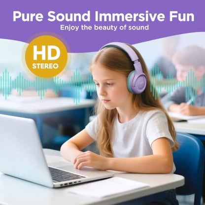Acer Kids Headphones for School, USB-C-3.5mm Dongle, w/Mic HK03 | Foldable Wired Over Ear Headphones, for Toddler School/Tablet/iPad/PC/Travel, Purple-Green - color: 2-in-1 Purple Green
