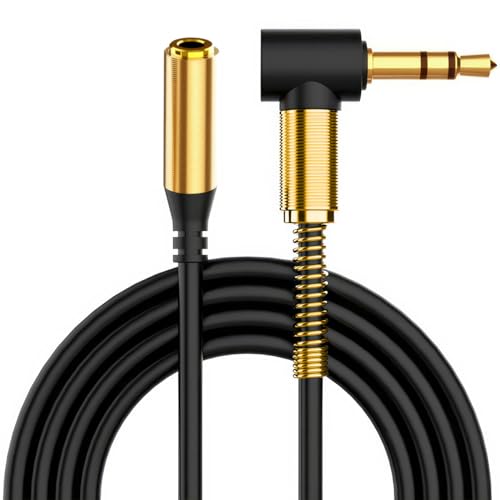 ULTRICS Headphone Extension Cable, 3.5mm Extension Cable, Right Angle Male to Female Headphone Jack Extender, AUX Cord Extender Compatible with Smartphone Tablet MP3 Speaker Headset Car Stereo (3M) - size: 3M