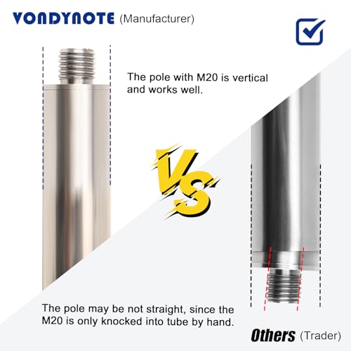 Vondynote Set of 2 Subwoofer Poles Fit M20 or 35mm Mount, Speaker Extender | Height Adjustable Speaker Poles with 35mm Insert, Fit Subs with M20 Thread or 35mm Mount, with M20 to 35mm Adapters