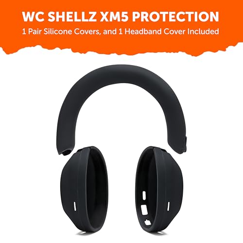 WC ShellZ XM5 - Exterior Shell & Headband Covers for Sony WH1000XM5 | Made by Wicked Cushions | Protective, Made with Premium Silicone | Black - color: Black