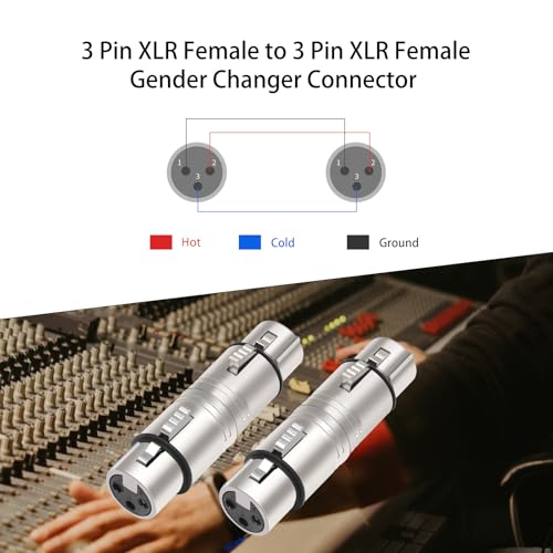 XLR Female to Female, XLR 3 Pin Female to 3 Pin Female Adapter,Mic XLR Audio Adapter,XLR 3-Pin Gender Changer Microphone Cable Adapter-2Pack - color: grey