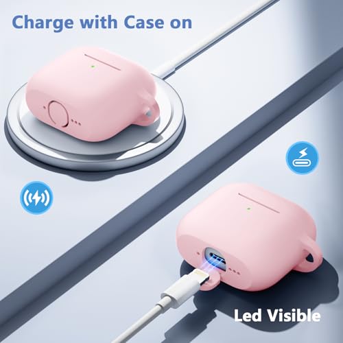 for Airpods 4th Generation Case Cover(2024),Soft Silicone Full Protective Case for AirPods 4 Case with Keychain & Cleaner Kit,Compatible with Apple Airpods 4 for Women,Men（Lightpink） - color: Lightpink