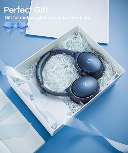 INFURTURE Active Noise Cancelling Over Ear Bluetooth Headphone Deep Bass H1 | Comfortable, Hi-Fi Stereo, 90H Playtime, Low Latency, Foldable Lightweight for Travel, Office, Sport Running - Blue - color: Blue