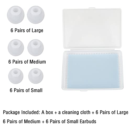 Silicone Ear Tips Replacement Earbud Tips for In-Ear Headphones (Inner Hole 3.8mm-5.5mm) 18 Pairs S M L - color: Transparent white