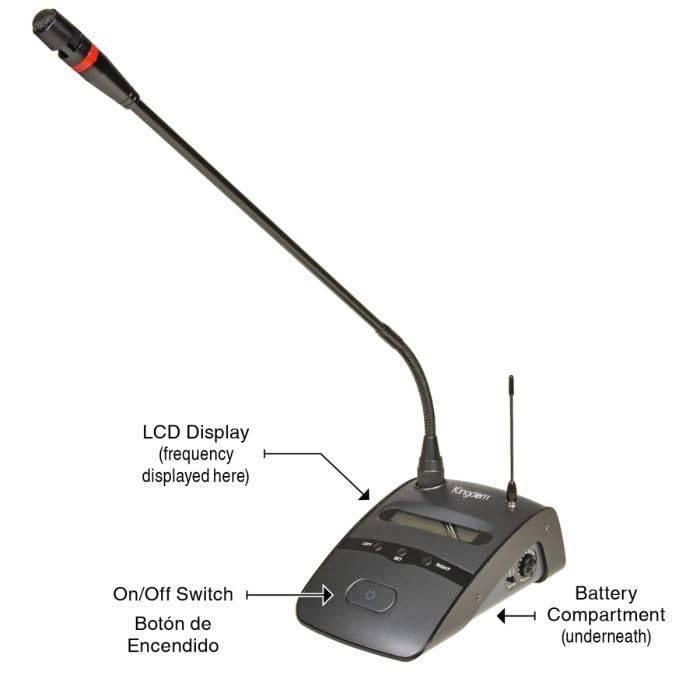 Kingdom V5 Wireless Mic System with 4 Podiums, Professional Wireless Microphone System for Churches, Bands, and Events - style: 4 Podium Mics