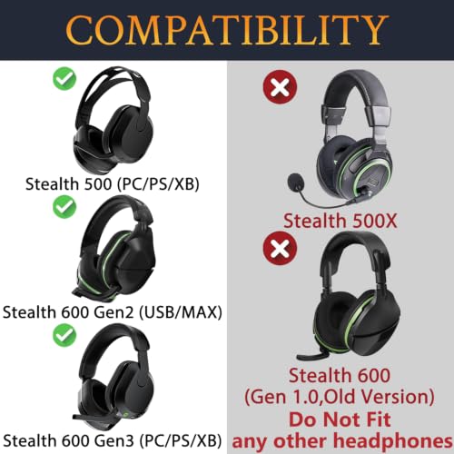 SOULWIT Cooling Earpads for Turtle Beach Stealth 600 Gen2/Gen3 - Black