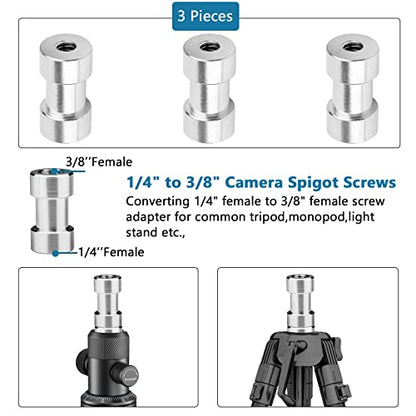 ChromLives Camera Tripod Adapter, 26Pack Camera Screw Mount Set 1/4 Threaded Converter Screws Adapter, 1/4 to 3/8 Hot Shoe Adapter,Tripod Mount Adapter Set for Monopod/Quick Release Plate - size: 26pack camare screw