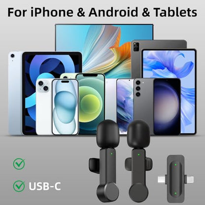 NPTCL Wireless Mini Lavalier Microphone for iPhone Android Video Recording | Noise Cancelling Mini Mic, 75ft Transmission, 8 Hour Battery Life for Content Creator, Vlogger, Youtuber, Podcaster - style: 03 iPhone & Android