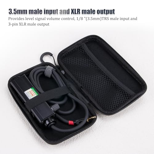 AUX to XLR Isolation Box for Laptops Computer to Audio Solution | with Volume Controller,1M Cable,Ground Loop Noise Filter 3.5mm,Signal Uonversion Unbalanced 3.5mm TRS to Balanced 3pin XLR