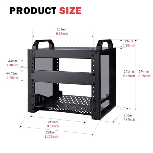 GeeekPi 4U Server Rack, 10 inch Mini Network Rack for Network, Servers, Audio, and Video Equipment, DeskPi RackMate T0 Rackmount, 7.87 inch Depth - color: Black