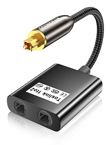 Optical Audio Splitter 1 in to 2 Out Toslink Splitter Optical Adapter Ideal for Home Theatre and More-Black