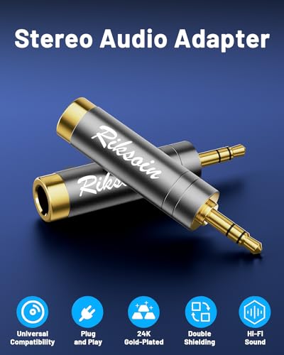 1/4'' to 3.5mm Stereo Pure Copper Headphone Adapter,3.5mm(1/8'') Plug Male to 6.35mm (1/4'') Jack Female Stereo Adapte for Headphone, Amp, Adapte,4-Pack - size: 3.5mm to 6.35mm 4-pack
