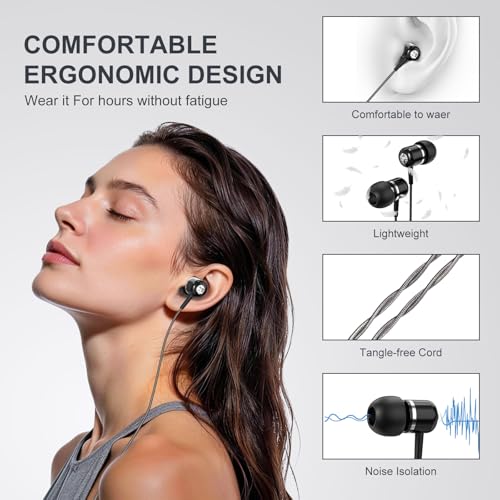 Cowyawn USB C Wired Earbuds, USB-C Headphone with Mic, in-Ear USBC Earphone