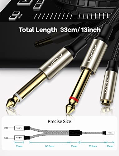 VIOY 3.5 mm TRS to Dual 1/4 Inch TS Audio Y Splitter Cable 3 FT - size: 3 ft