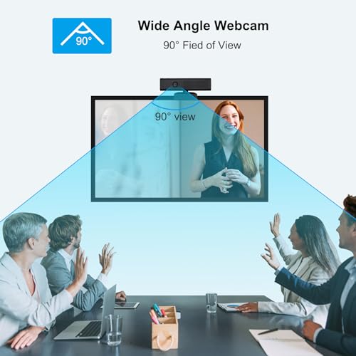 Full 1080P HD 3-in-1 Webcam: Camera and Speaker for Desktop Computer with Built-in 4 Microphones, External USB Web Cam with Magnetic Privacy Cover and Mute for Laptop, Streaming, Conference