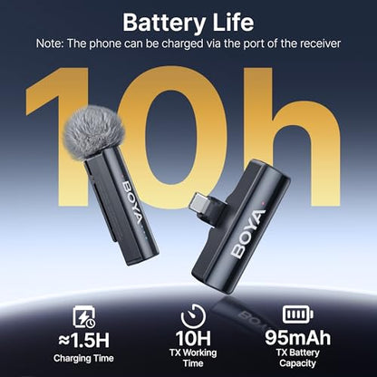 BOYA BOYALINK 2 A1 (1TX+3RX Adapter) Wireless Lavalier Microphone for iPhone Camera Android, Clip on Mic, 48 KHz 24 Bit, 1000ft, Noise Cancelling, Mini Lapel Mic USB-C/Lightning/3.5mm TRS
