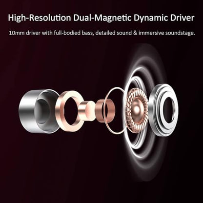 RitMoment RIT10 Pro Wired Earbuds - Balanced Sound & Rich Bass, Dual Magnetic Dynamic Driver, Ultra Comfort, in Ear Monitor IEM Earphones (3.5 No Mic + Type-C Cable, Clear) - style: NO-MIC+Type-C Cable