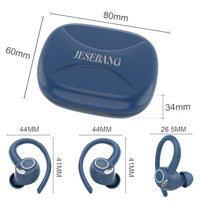 Wireless Earbuds, Bluetooth 5.4 Headphones Sport Over Ear Buds with ENC Mic | Noise Cancelling Mic,48H, Wireless Earphone with Earhooks, Stereo Deep Bass, IP7 Waterproof Ear Bud for Workout Running, Blue - color: Blue