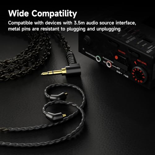 BASN SC100 OFC Silver-Plated Upgrade Headphone Cable, Black | 4N MMCX Replacement Earphone Cable, 3.5mm Audio Jack for Musician Audiophile - color: black, size: without mic