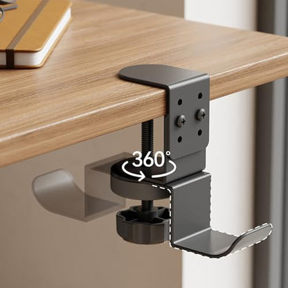 Under Desk Clamp On Rotatable Headphone Holder Rotatable Headphone Stand for Backpacks Hat Not Required Drilling